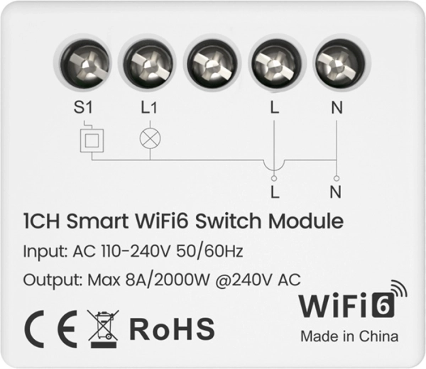 Avatto pametni sklopni modul Wi‑Fi 6 s mjerenjem potrošnje