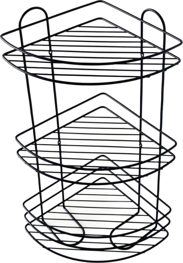 Toro kutna troetažna kupaonska polica 58 × 31 cm crna