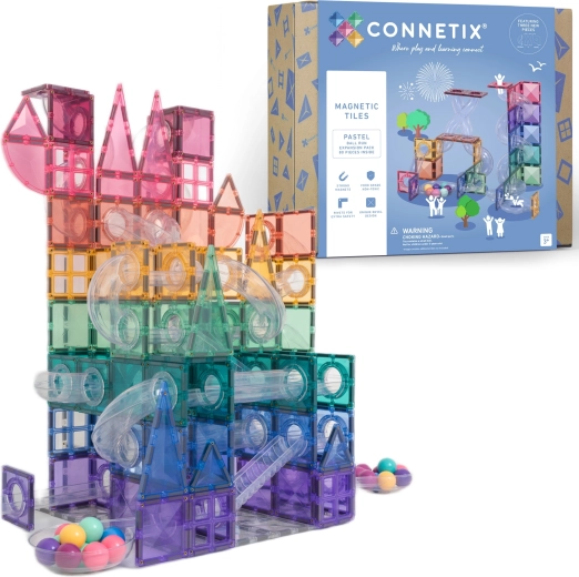 Pastelni proširivi set za kugličnu stazu CONNETIX, magnetska konstrukcijska igra, 80 dijelova