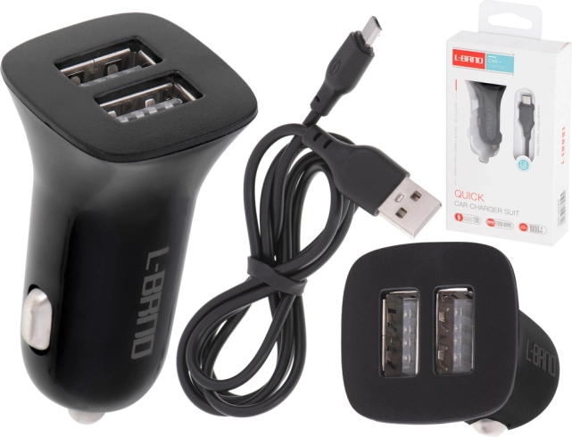 Brzi autoadapter punjač 2× USB s micro USB kabelom L-BRNO