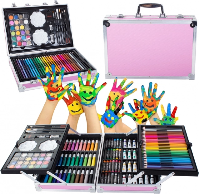 Likovna set u kovčegu 145 kom ružičasta