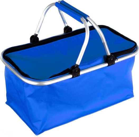 Sklopiva kamp košara 48 × 24 × 28 cm, aluminij i poliester, plava