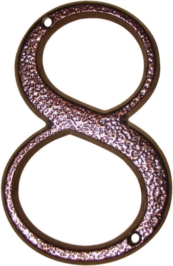 Kućni broj 8 smeđi od cinka, visina 117 mm