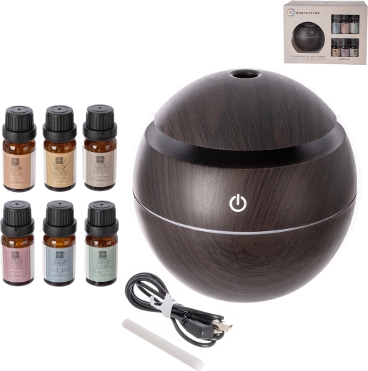 Električni aroma difuzor smeđe boje na USB + 6× mirisa 10 ml
