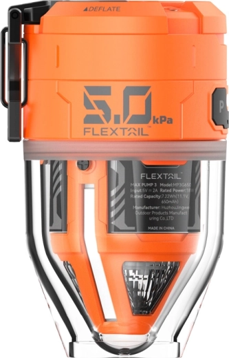 Flextail Max Pump 3 prijenosna električna pumpa s kamperskim svjetlom, narančasta