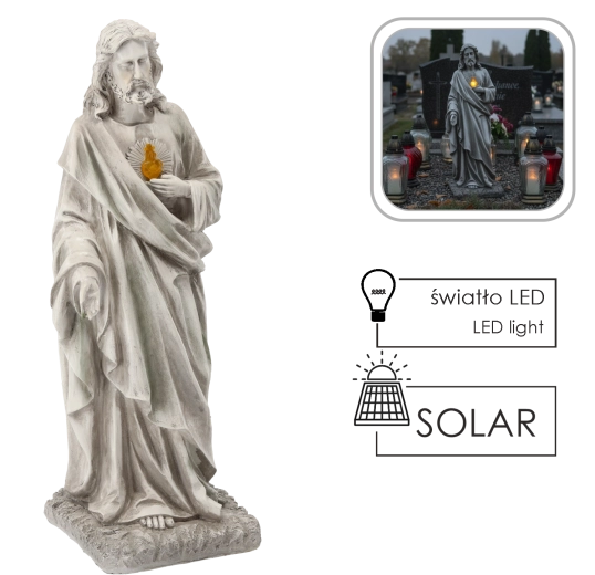Kip Isusa s LED rasvjetom i solarnim napajanjem, 52 cm
