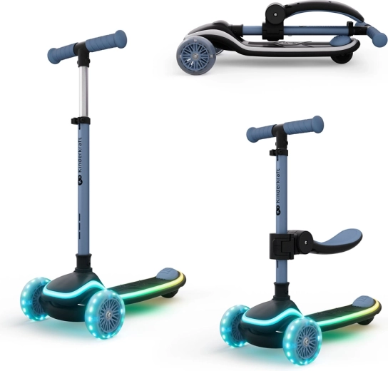 Kinderkraft RAKET UP Blue dječji romobil i guralica 2u1 s LED svjetlima