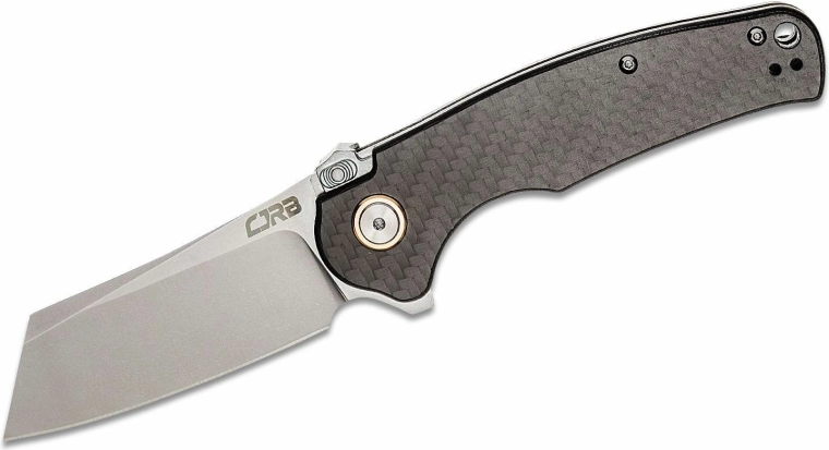Preklopni nož CJRB Crag, stonewash oštrica 8,4 cm, karbonska vlakna, crni
