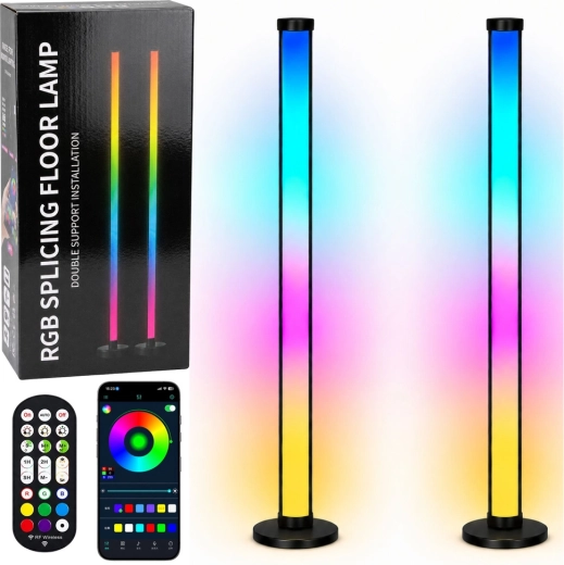 Pametne RGB LED podne lampe s upravljanjem putem aplikacije i daljinskim upravljačem, 125 cm, 2 kom