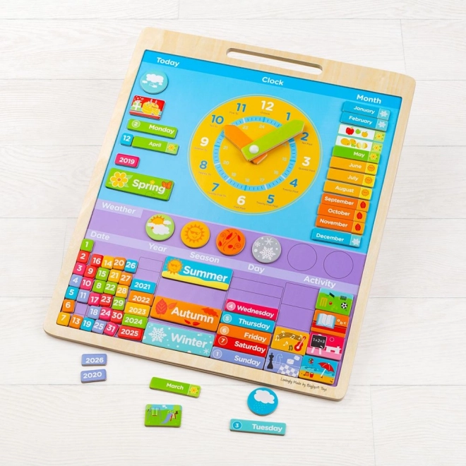 Engleski magnetski kalendar s satom BIGJIGS TOYS