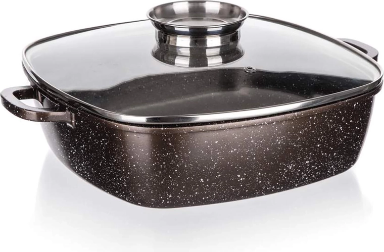 Pekač s poklopcem 28 × 28 × 7,5 cm Premium Dark Brown s neljepljivom površinom