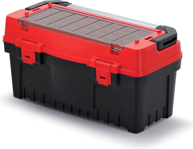 Kutija za alat s metalnom ručkom EVO, 594 × 288 × 308 mm, crvena
