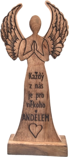 Dekoracija Anđeo od mangovog drva „Svaki od nas” 32 cm
