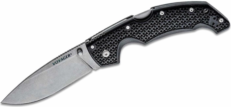 Sklopivi nož Cold Steel Voyager Large Drop Point, 10 cm, stonewash, crni Griv-Ex