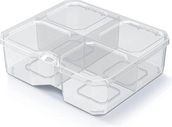 Organizator SQR box 15,6 × 14 × 5 cm, proziran, 4 pretinca