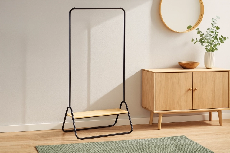 Samostojeća vješalica s policom, metalni loft 80 × 44,5 × 146 cm