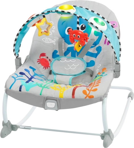 Glazbeno vibrirajuće ležaljka za bebe i malu djecu Baby Einstein Ocean Explorers Kick to It Opus, do 18 kg