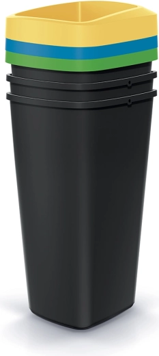 Set za razvrstavanje otpada Compacta Q Drop 3×25 l, reciklirana crna plastika