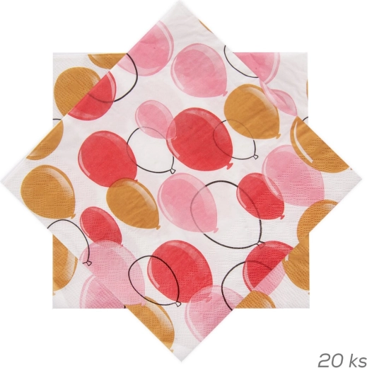 Papirnate salvete s motivom ružičastih balona 33 × 33 cm, 20 kom