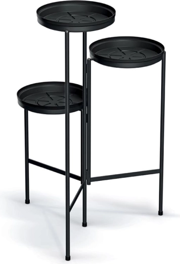Višerazinski stalak za cvijeće, crni, 50 cm