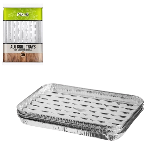 Aluminijske pladnjevi za roštilj 34 × 22 cm, set od 5 kom