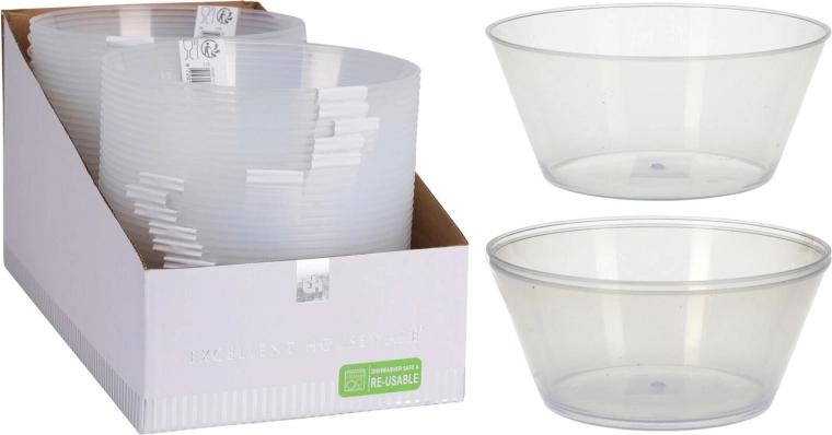 Plastična zdjela 15 cm 750 ml, prozirna, set 2 kom