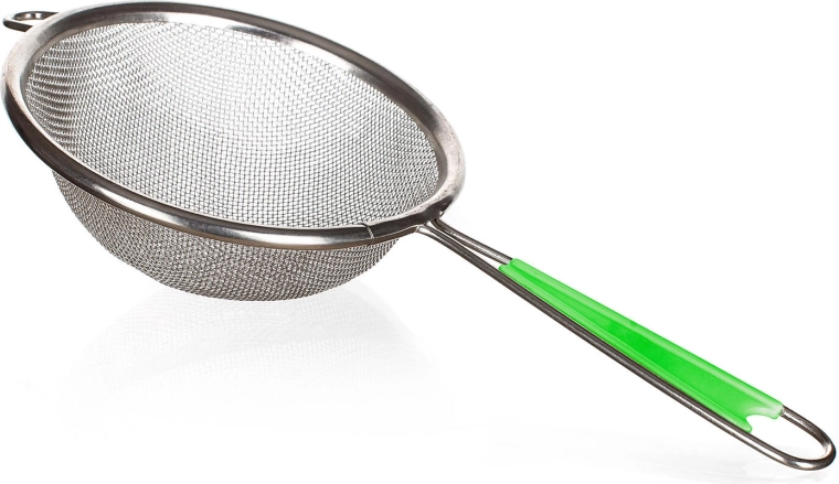 Cjedilo 10 cm CULINARIA, metalno sa zelenom plastičnom drškom