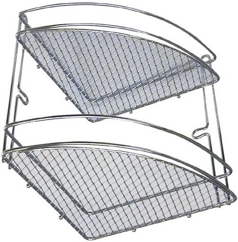 Kutna dvokatna kupaonska polica od kroma 20,5 × 20,5 × 26 cm