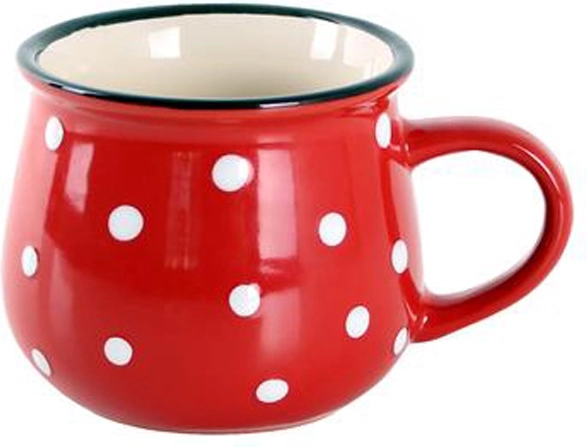 Keramička crvena šalica s bijelim točkicama 230 ml