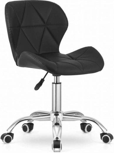 Okretna uredska stolica sa širokim naslonom od eko kože – crna