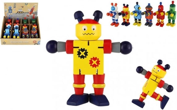 Drveni robot 12 cm – set od 6 kolor varijanti