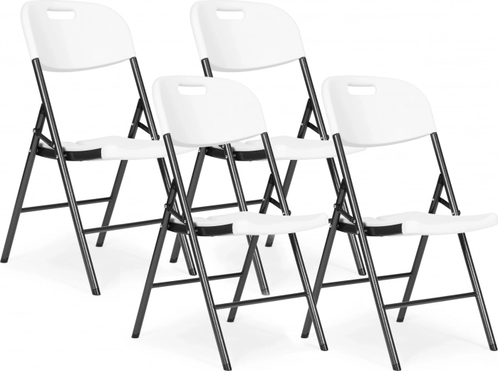Set od 4 sklopivih stolica ModernHome - metal, HDPE, bijela