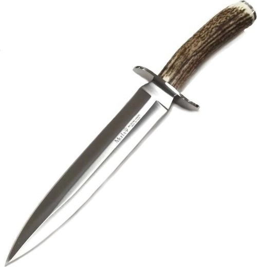 Muela Vikingo 23A lovački bodež s ručkom od roga i kožnom futrolom, oštrica 23 cm