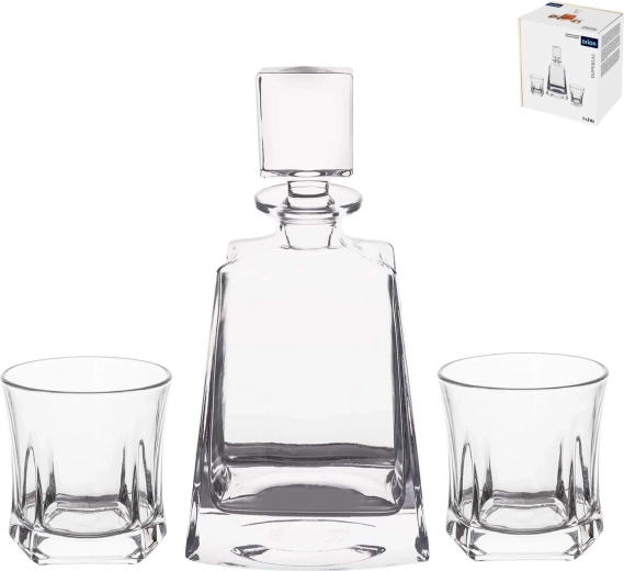 Staklena karafa za whisky Imperial robust s 2 čaše