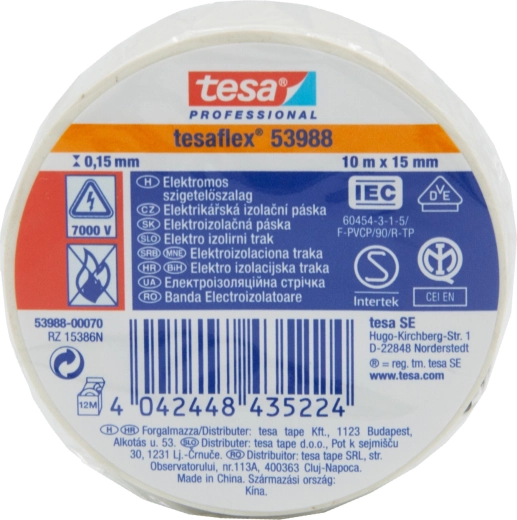Elektroizolacijska traka TESA 15 × 10 m bijela