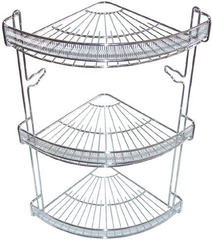 Kutna kupaonska polica, 3 razine, krom, 22 × 22 × 47 cm