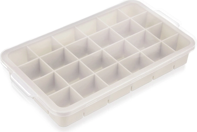 Silikonski kalup za led s poklopcem, bež 22,5 × 13 × 3 cm