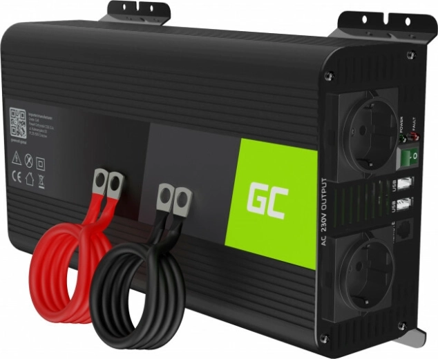 Green Cell pretvarač napona 12 V na 230 V, čista sinusoidna 1000 W / 2000 W s USB