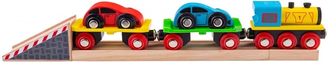 Drveni teretni vlak s autima i tračnicama BIGJIGS RAIL