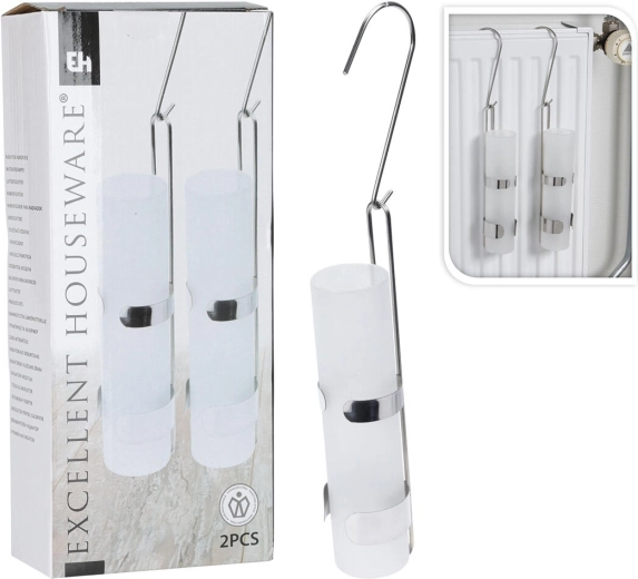 Okrugli isparivač za radijator 325 ml od stakla i nehrđajućeg čelika, 2 kom