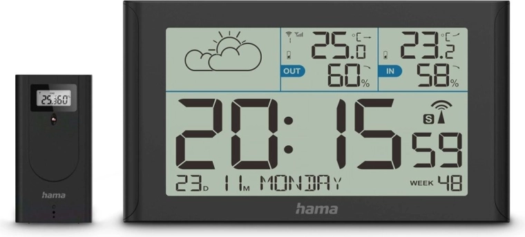 Hama Sylt meteorološka stanica s termometrom i higrometrom - crna