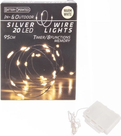 LED svjetlosni lanac na tankoj žici 20 LED žuti s timerom