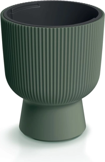 Rebrasta žardinjera s uloškom 29,8 cm – tamnozelena