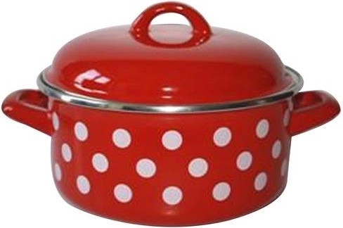Lonac s poklopcem 16 cm 1,5 l crveni točkasti METALAC
