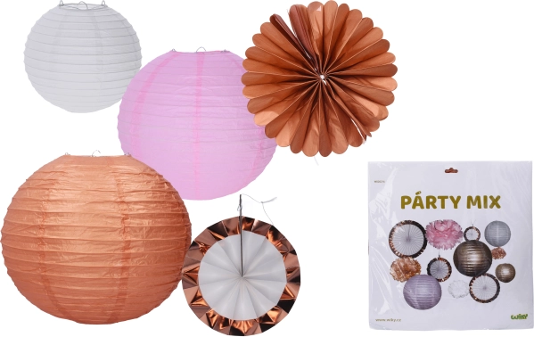 Party mix papirnatih dekoracija – lampioni, pomponi i viseći ukrasi (set 12 kom)