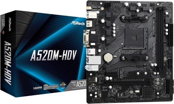 ASRock A520M-HDV microATX matična ploča AM4 s HDMI/DVI/VGA i M.2