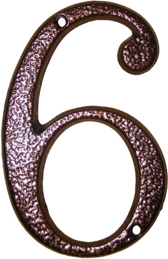 Kućni broj 6, smeđa, cink