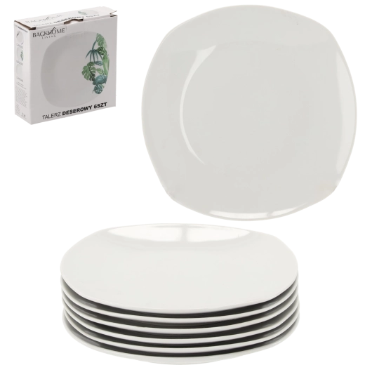 Set bijelih kvadratnih desertnih tanjura 20 cm – 6 komada