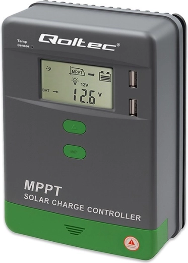 MPPT solarni regulator punjenja 10A s LCD-om, Bluetoothom i temperaturnim senzorom za 12/24 V, 2× USB, podrška za GEL i LiFePO4