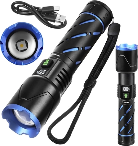 Taktička LED svjetiljka 800 lm TRIZAND s baterijom 5000 mAh, USB‑C i zumom
